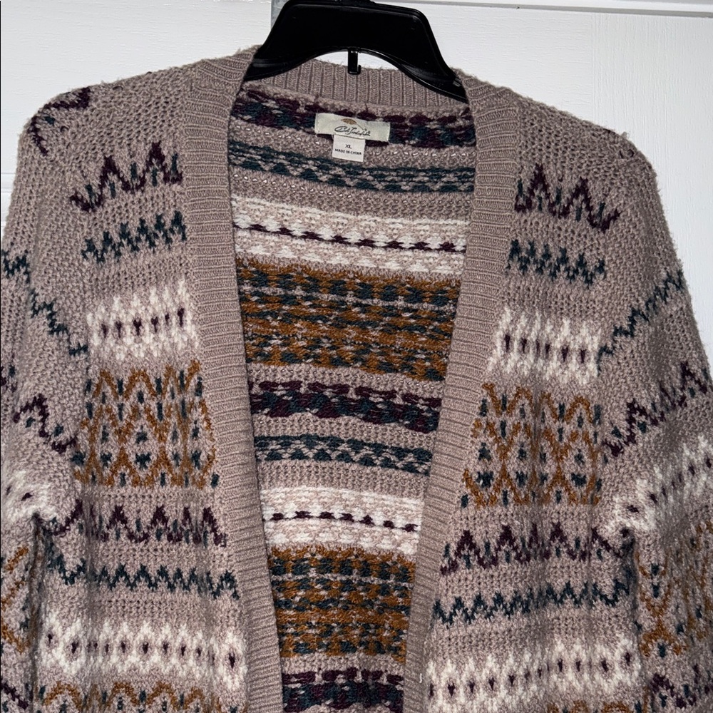 Cozy Patterned Open Front Cardigan - Picture 4 of 7